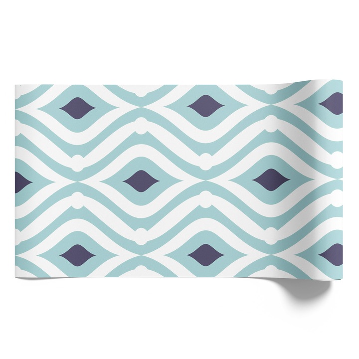Bútorfólia öntapadós, Coloray, Geometriai minták, dinamikusan ismétlődve, Kék, 50x100 cm, Kiváló nyomtatási minőség, Matt felület, Modern design, Nappaliba és hálószobába, 010130570020000057173