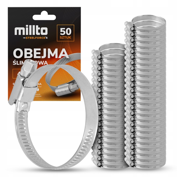 50 db szorítóbilincs készlet 40-60 mm, Millto, rozsdamentes acél, ezüst
