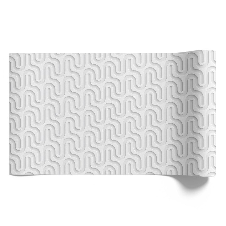 Bútorfólia öntapadós, Coloray, Görbe vonalak, harmónia, elegancia, nyugalom, Fehér, 50x100 cm, Kiváló nyomtatási minőség, Matt felület, Modern design, Nappaliba és hálószobába, 010130570020000276171