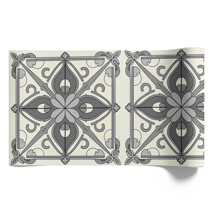 Bútor matrica, Coloray, Szimmetrikus geometriai minták a szürke árnyalataiban, Szürke, 75x150 cm, Vízálló, öntapadós, Matt kidolgozás, Kiváló nyomtatási Minőség, Könnyen tisztítható, Irodáb, dolgozószobába, Nappaliba és hálószobába, 010130570020000282997