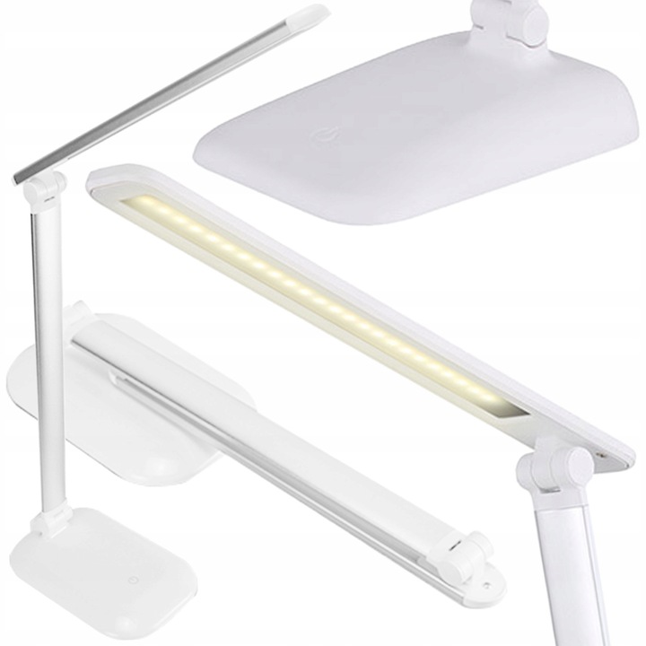 Renew Force LED asztali lámpa, fehér-ezüst, 3 világítási mód, 33cm, USB kábellel