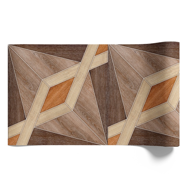 Öntapadós bútorfólia, Coloray, Geometrikus minták, fa, modernség, barna, Barna, 50x100 cm, Matt kidolgozás, Konyhába és étkezőbe,, Egyszerű felhelyezés Gyerekszobába és előszobába, 010130570020000283226
