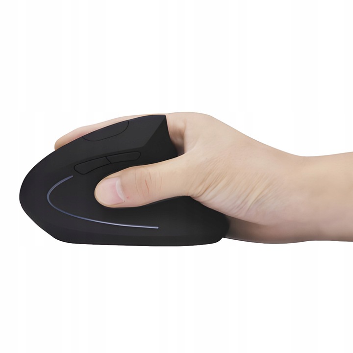 Mausa verticala ergonomica Renew Force, wireless 2.4 GHz, 6 butoane, neagra, 123x75x62mm, set complet