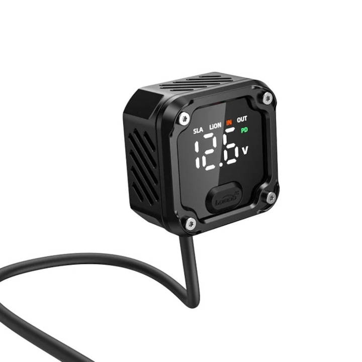 LOBOO kétirányú motorkerékpár töltő, 100W PD, IP67, alumínium, akkumulátor felügyelet