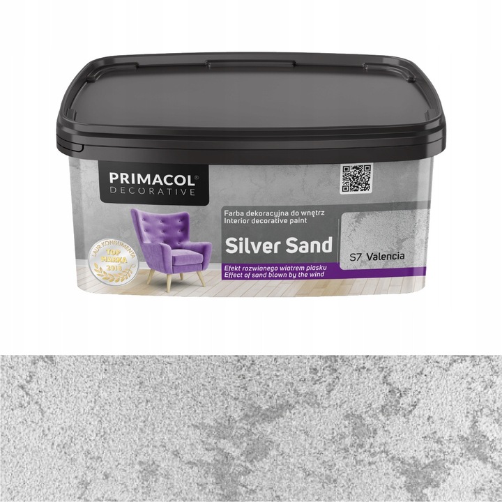 Primacol Silver Sand Valencia dekoratív festék, 1l, gyöngyház, homok textúra, fehér