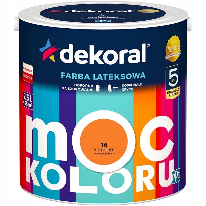 Dekoral Tutti-Frutti latex festék 5L, súrolásálló, matt, beltéri, 14m2/l
