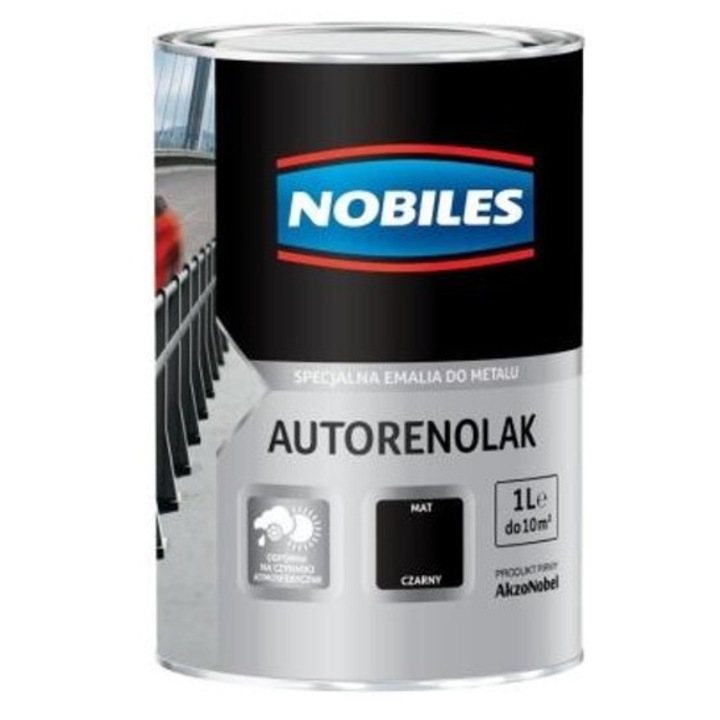 Vopsea pentru metal Nobiles Autorenolak, 1L, lucios, negru
