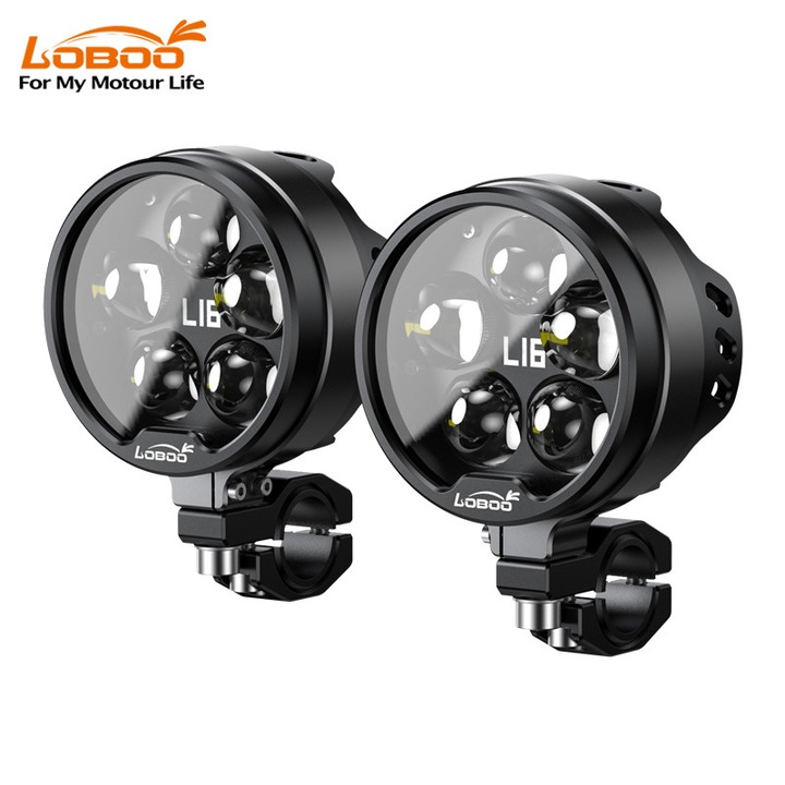LOBOO L16 motorkerékpár fényszóró szett, 19000 lumen, állítható, fekete