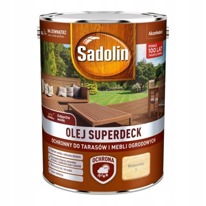 Ulei pentru lemn Sadolin Superdeck, 5l, incolor, pentru terase si mobilier de gradina