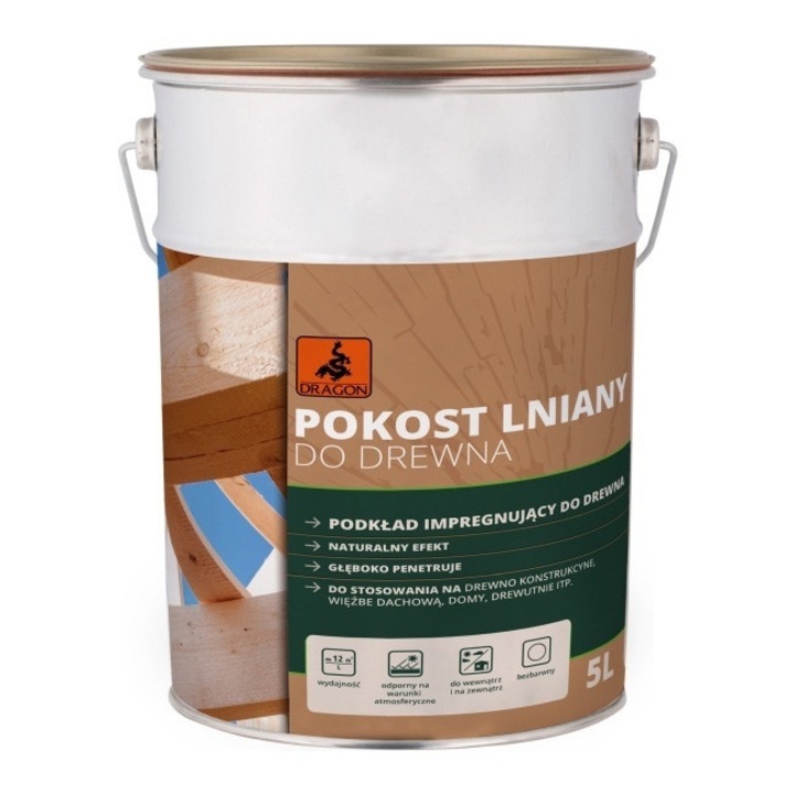 Lenolaj 5l, Dragon, átlátszó, időjárásálló, ecsettel vagy szórással felvihető