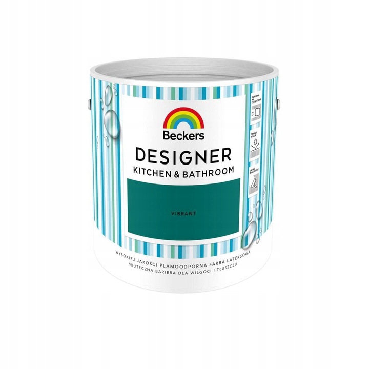 Vopsea latex Beckers Designer Kitchen & Bathroom, ellenálló, matt, fehér, 2.5L