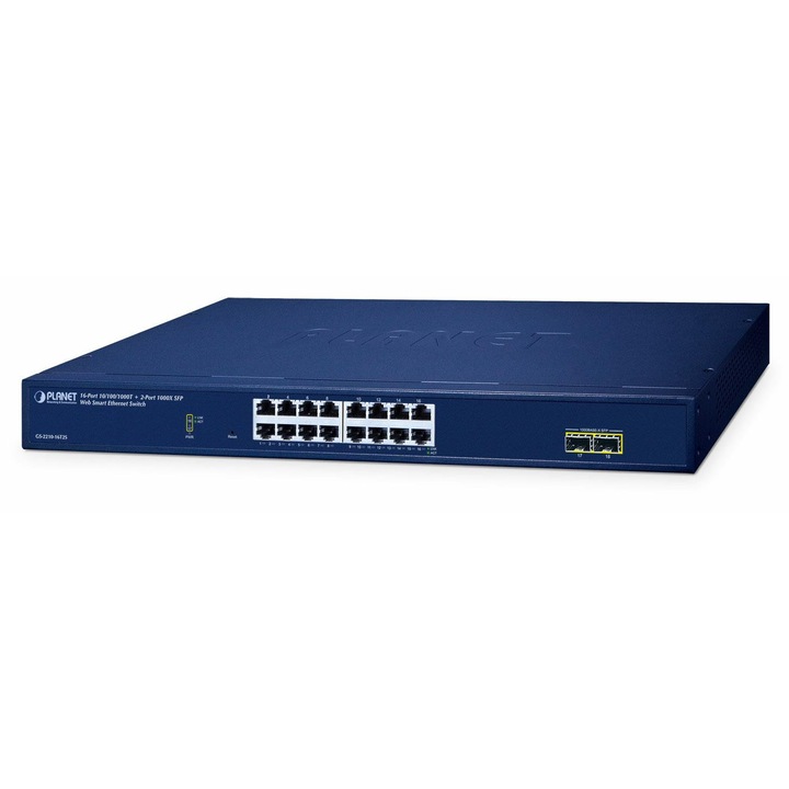 Menedzselhető switch, Planet, 16 portos 1000M, SFP, GS-2210-16T2S