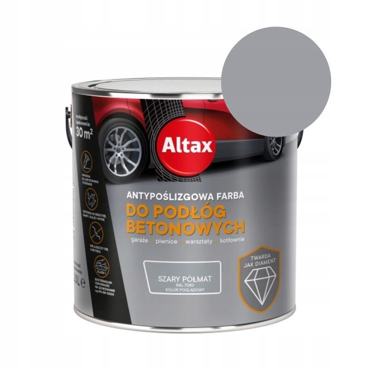 Csúszásgátló festék betonpadlókhoz, Altax, 2,5L, szürke, félmatt
