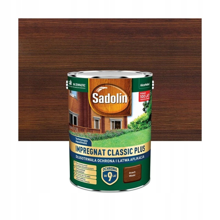 Sadolin Classic Plus fa impregnáló 4.5l, Sötét dió, kültéri, 3 réteg