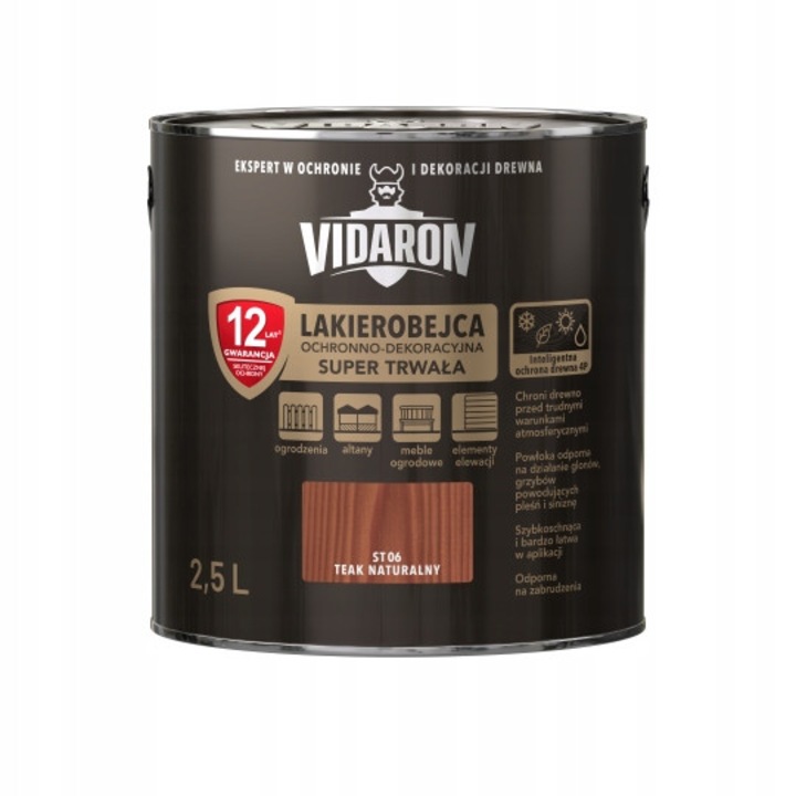 Vidaron Lakierobejca Ochronno-Dekoracyjna Super Trwala 2,5L Teak Natural festék, időjárásálló, gyorsan száradó