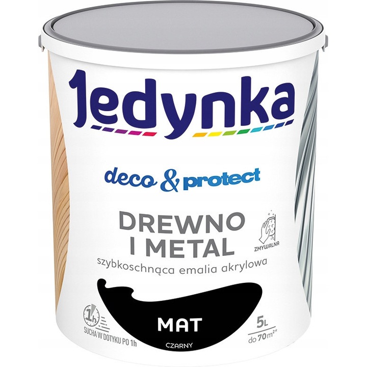 Jedynka Deco Protect akrilfesték, matt fekete, 5L, bel- és kültéri, ellenálló
