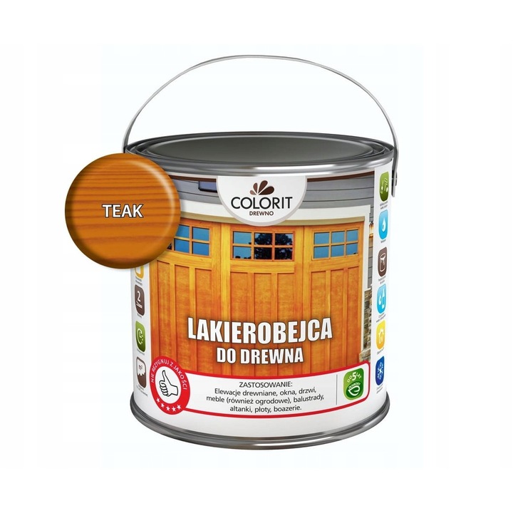 Colorit favédő festék, 2,5 l, teak, UV-álló, könnyű felhordás