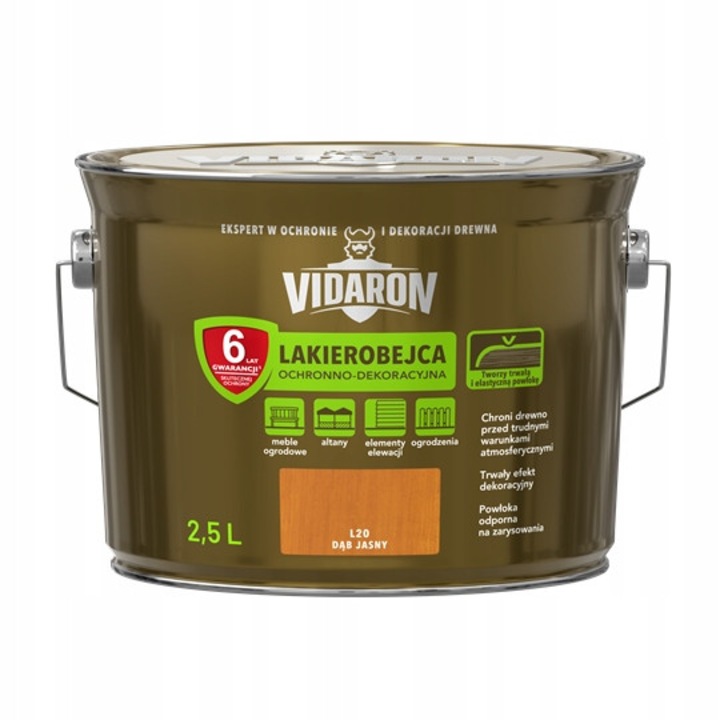 Vidaron dekoratív festék, 2,5L, világos tölgy L20, ellenáll a nehéz időjárási körülményeknek, könnyű felvitel