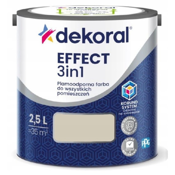 Dekoral Effect 3in1 latex festék 2,5L, foltálló, penészálló, ZDECYDOWANIE BEZ szín