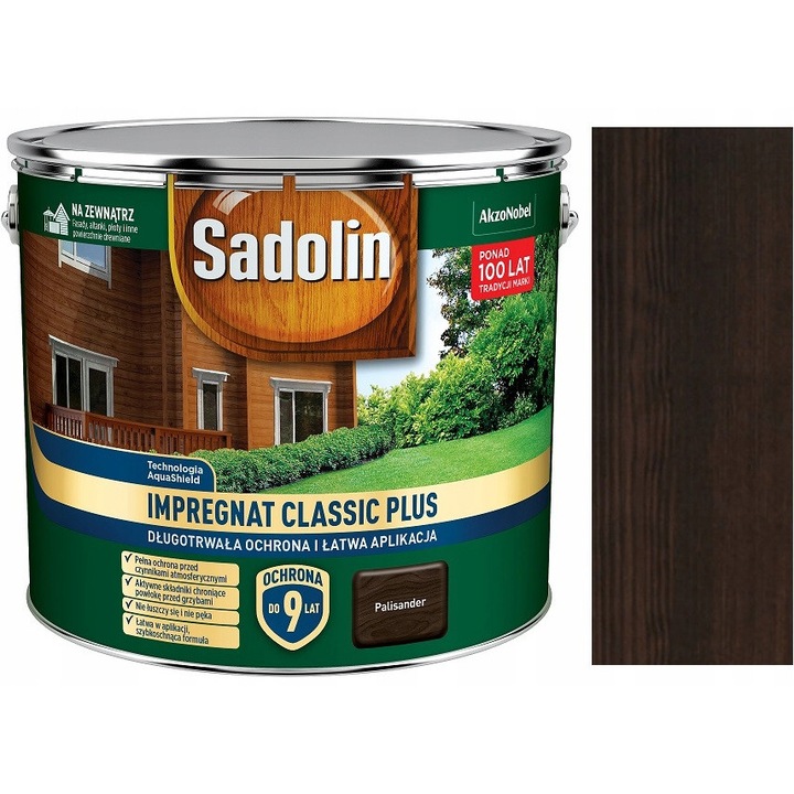 Sadolin Classic Plus impregnáló festék, 9L, paliszander, matt, kültéri