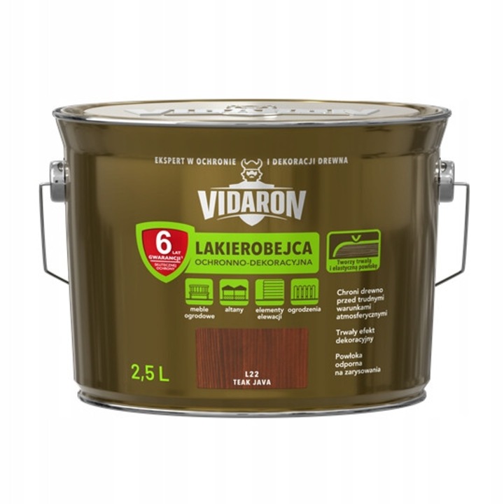 Vidaron festék 2,5L, Jáva Teak, UV-álló, beltéri és kültéri használatra