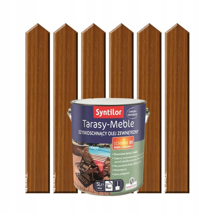 Gyorsan száradó kültéri olaj 5l Syntilor, Teak, teraszokhoz és kerti bútorokhoz