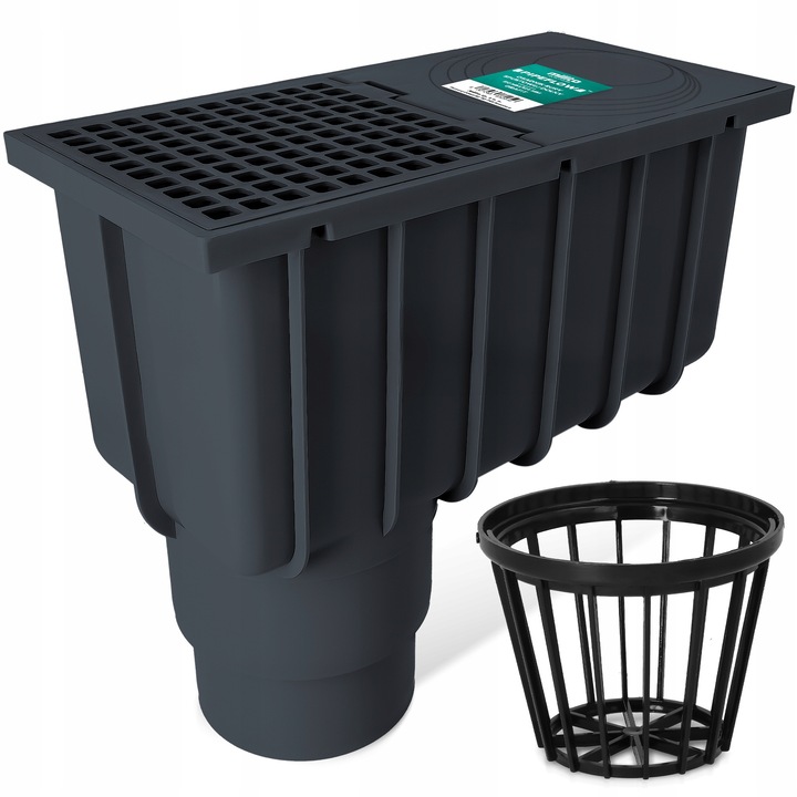 Colector de jgheab, Millto 110/125 mm, grafit, dimensiuni 320x285x160 mm, material polipropilena
