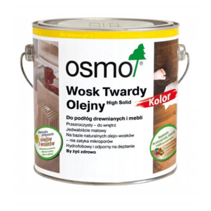 Osmo Wosk Twardy Olejny 3072, 2,5L, pentru lemn deschis, rezistent la pete, transparent