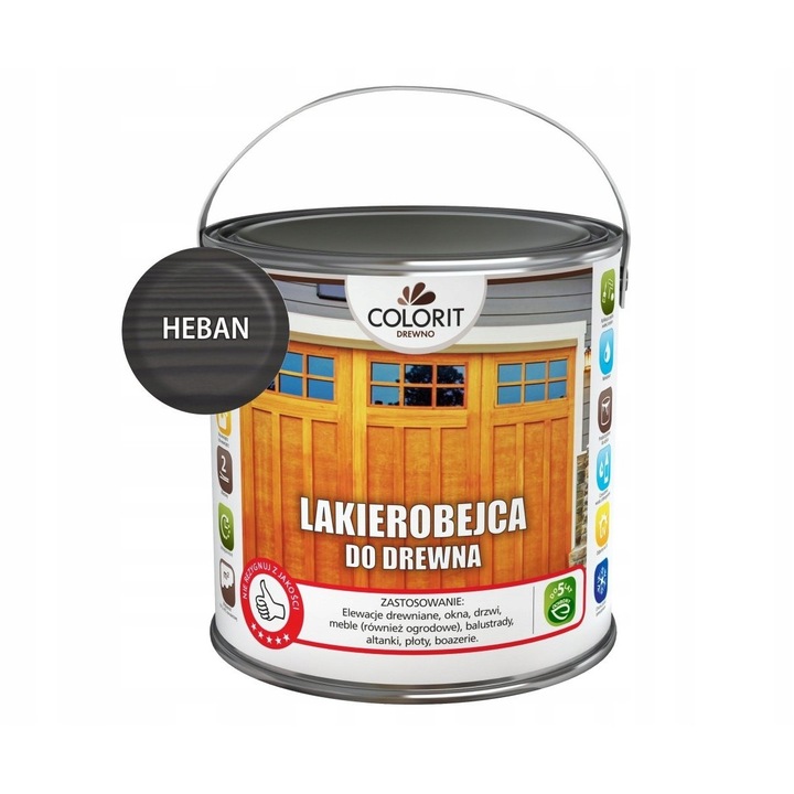 Vopsea Colorit Lakierobejca fa festék 2,5L, szatén, ében árnyalat