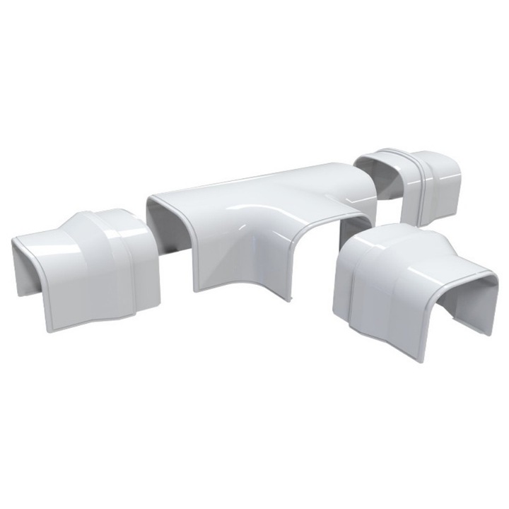 Teu canal mascare aer conditionat OPTIMA DT102, alb, ramificatie tip T pentru mascarea tevilor si cablurilor, sistem prindere rapida, plastic rezistent la impact, finisaj premium, montaj usor, compatibil canal 102 mm, utilizare interior exterior
