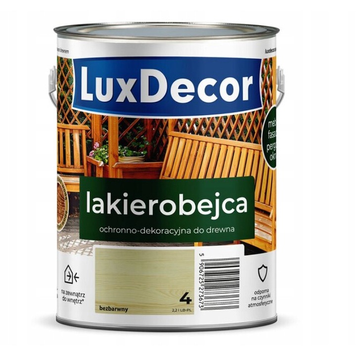 Lakierobejca pentru lemn, LuxDecor, 2,2L, fara culoare, ecologica, rezistenta la UV