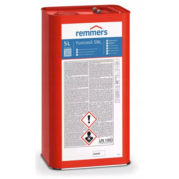 Remmers Funcosil SNL 5L hidrofób impregnáló, színtelen, homlokzatvédelemhez, UV-álló, szilán/sziloxán alapú