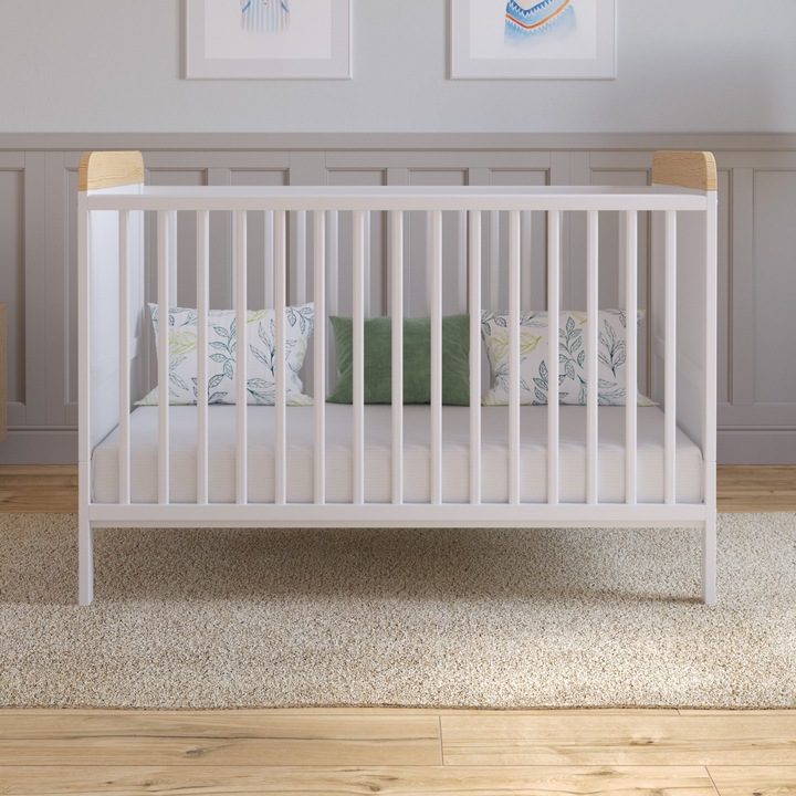 Patut Love For Sleep, patut auxiliar 120x60 cm cu saltea – patut pentru copii din lemn de pin alb, set complet pentru patut – patut adaptabil, cu bare de protectie