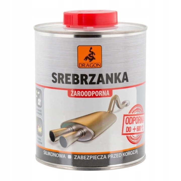 Hőálló festék Dragon, 0,75 l, ezüst metál, ecsettel vagy szórópisztollyal felvihető