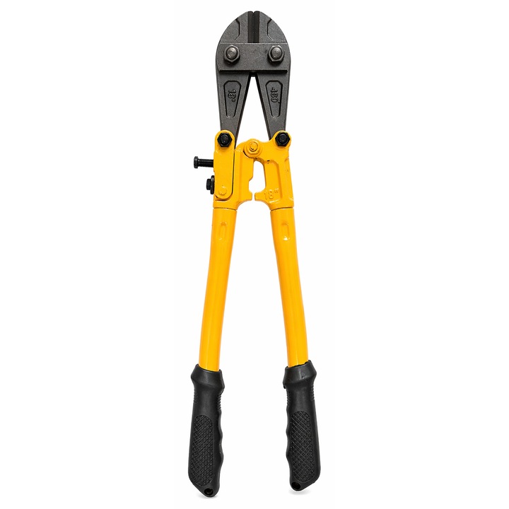 Cleste profesional pentru taiat bolturi, Otel rezistent, Manere ergonomice, Ideal pentru cabluri si lanturi, 450 mm (18”), Negru/Galben