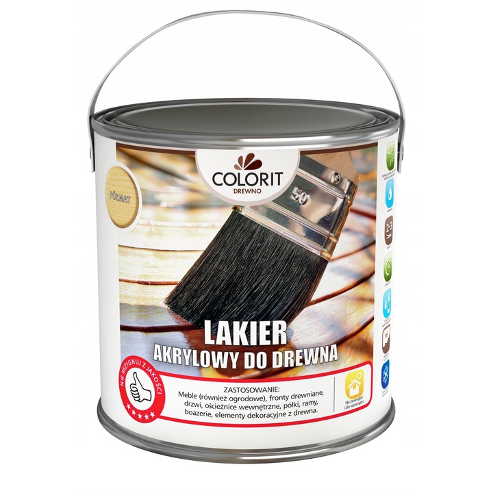 Colorit akril festék fára 2,5L, félmatt, bel- és kültéri használatra, színtelen