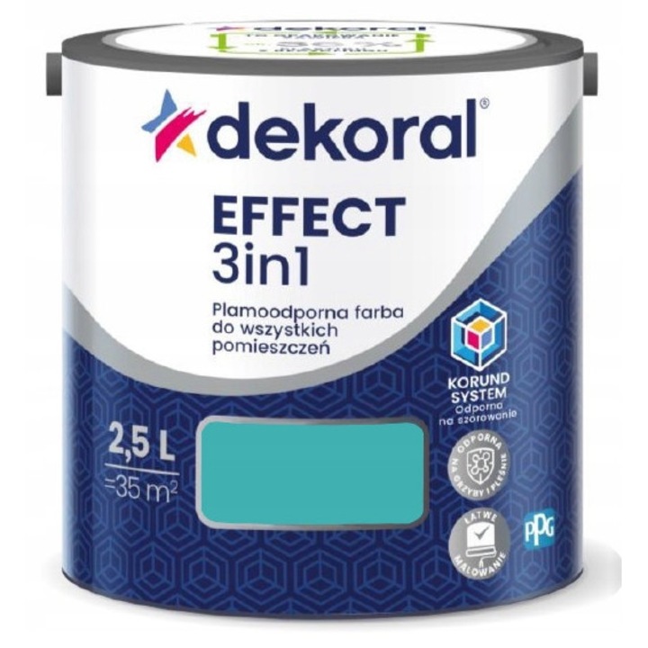 Dekoral türkiz latex festék 2,5L, folt-, penész- és mosásálló, 35m2