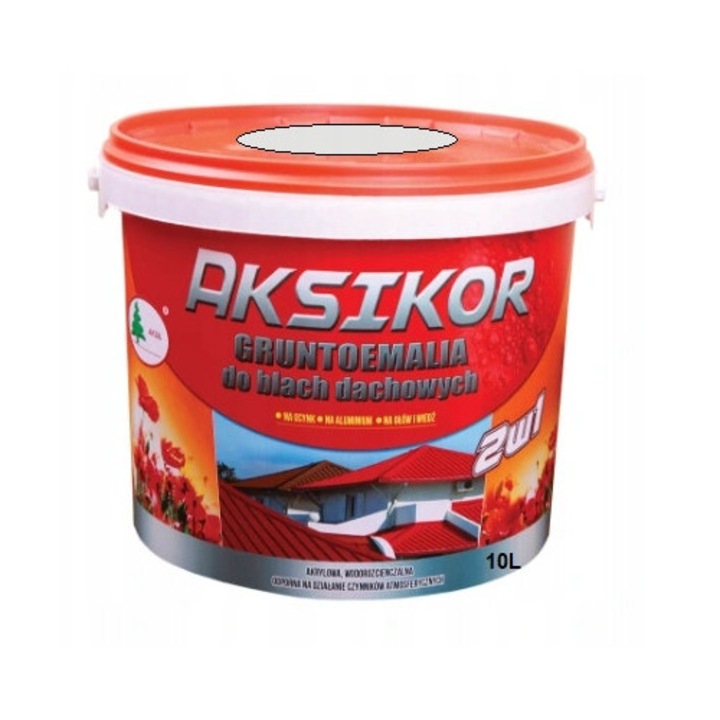 Vopsea pentru acoperis 2 in 1 Aksil, 10L, gri 7035, rezistenta la intemperii
