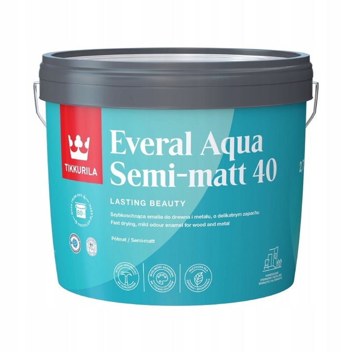 Vopsea acrilica Tikkurila Everal 40 Semi Matt, alb, 9l