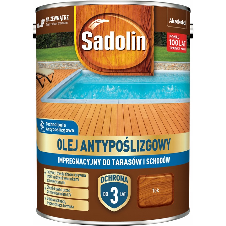 Sadolin impregnáló csúszásgátló olaj 4,5L, fa teraszokhoz, UV-védelem, időjárásálló