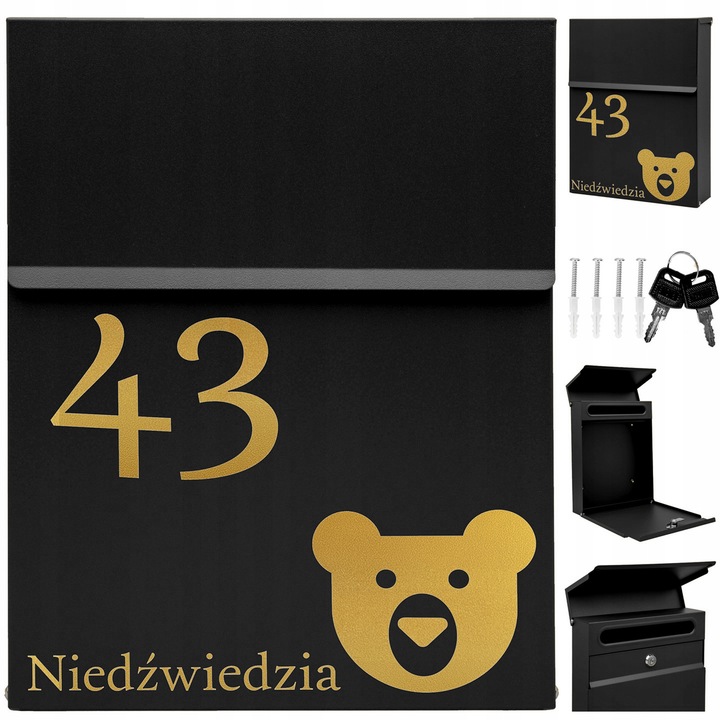 Személyre szabott M-TEC SLIM postaláda, antracit, 30,5x23,5x6,5cm, szerelőkészlettel együtt