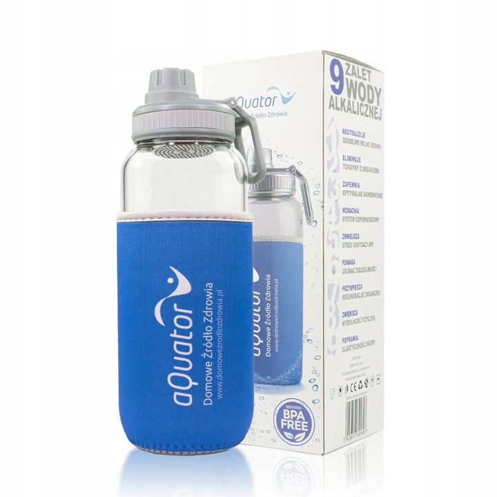 Aquator üvegpalack vízhez, 1 literes, termikus, 8,5x25cm, BPA-mentes