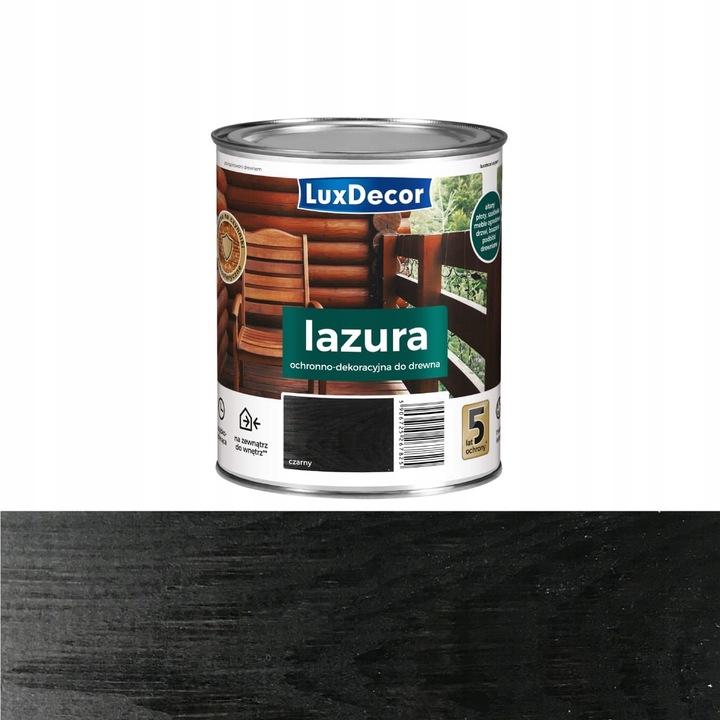 Lazura decorativa pentru lemn LuxDecor, 4,5L, neagra, pentru protectie impotriva UV