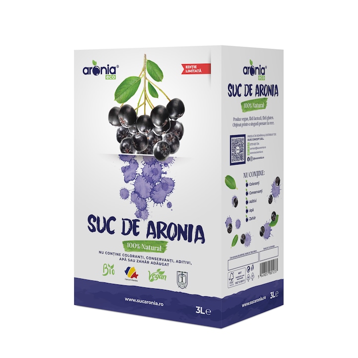 Suc Aronia 100% natural 3L, presat la rece, fara conservanti