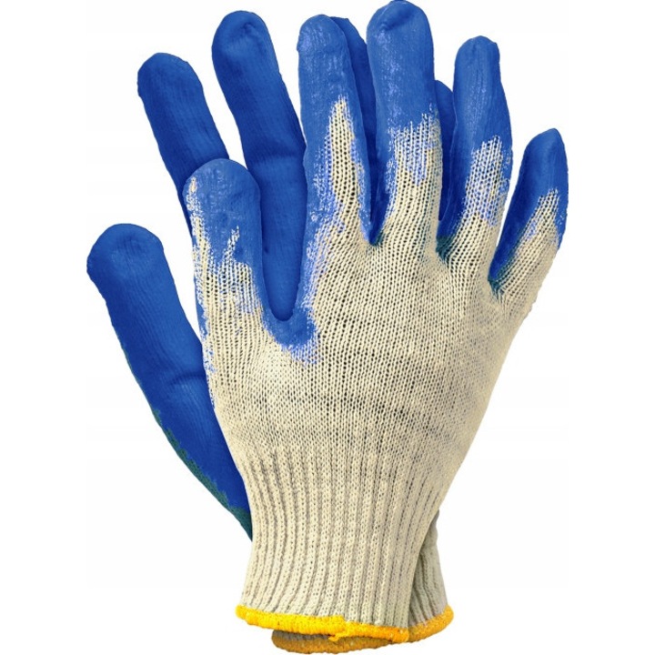 Manusi de protectie munca REIS RU, 9, alb-albastru, set 100 perechi