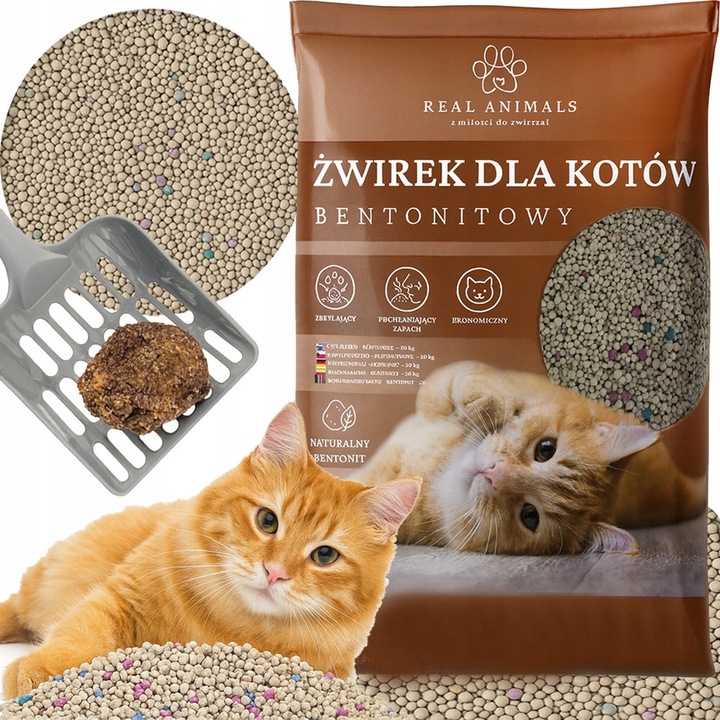 Alom állatoknak, Real Animals, Zwirek Bentonitowy, 20 kg, pormentes, ultra nedvszívó