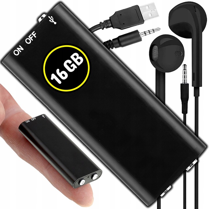 Mini Digitális Lehallgató Készülék 16GB, Koanni, Méretek 4,5x2x0,7cm, VOX Funkció, Komplett szett