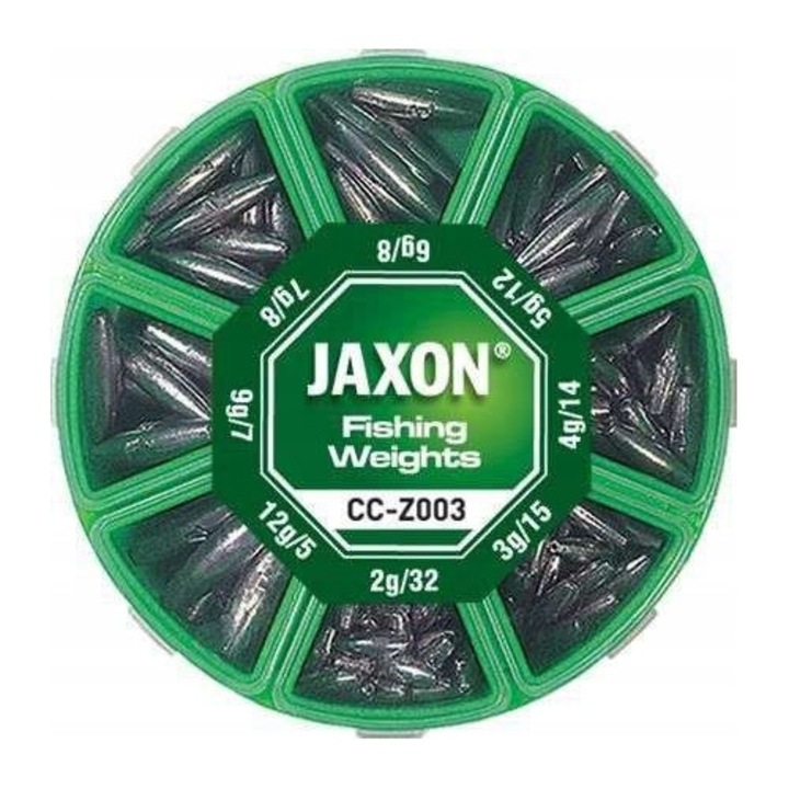 Greutati Jaxon set 2-12g, 32x2g, 15x3g, 14x4g, 12x5g, 8x6g, 8x7g, 7x9g, 5x12g