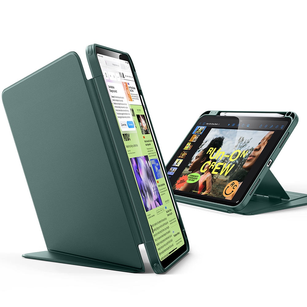 Husa pentru iPad 11 2025 A16 11 inch - ESR Flip Hybrid (with Pencil Holder) - Midnight Green