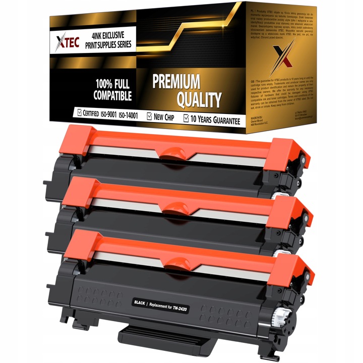3 db XTEC TN-2420 toner készlet, fekete, XL kapacitás 3000 oldal